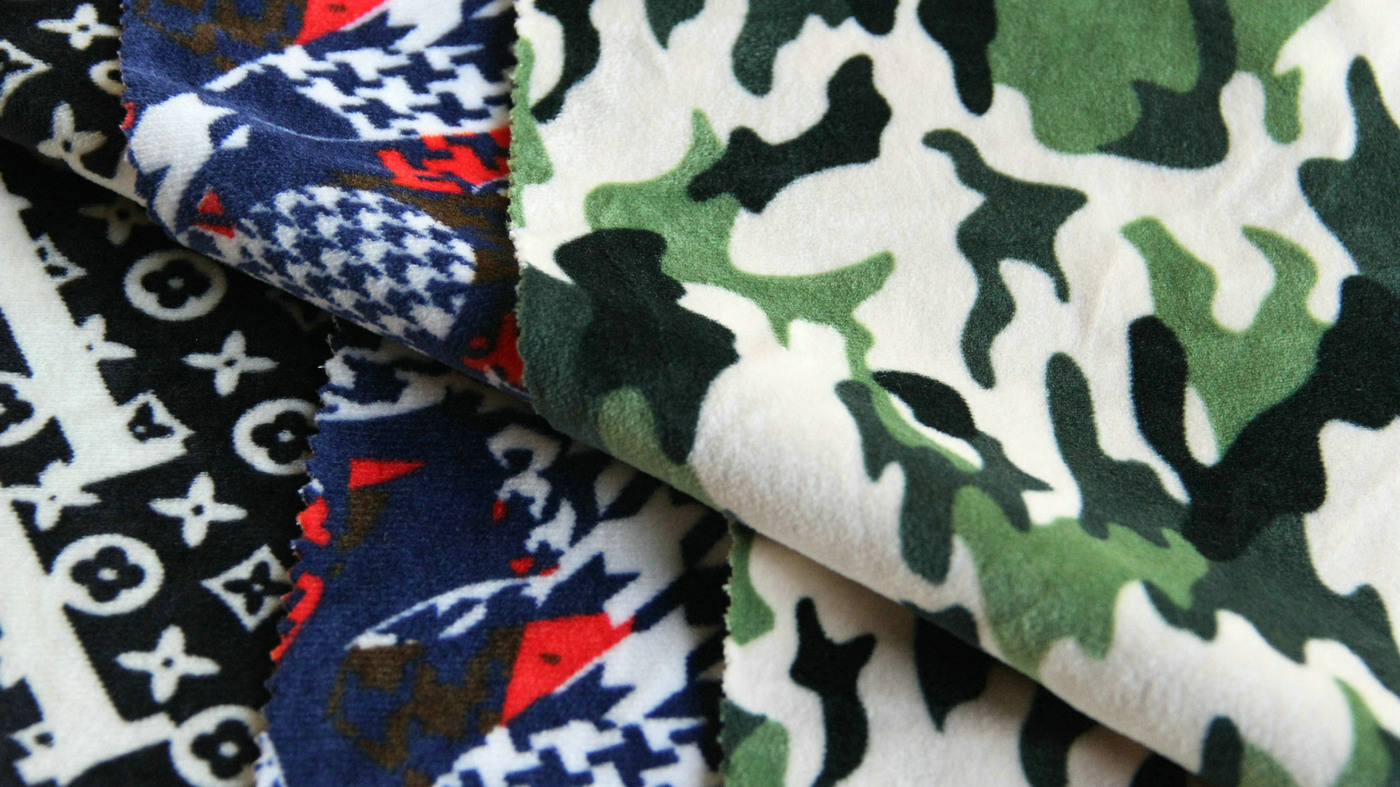 Spandex velvet with printing